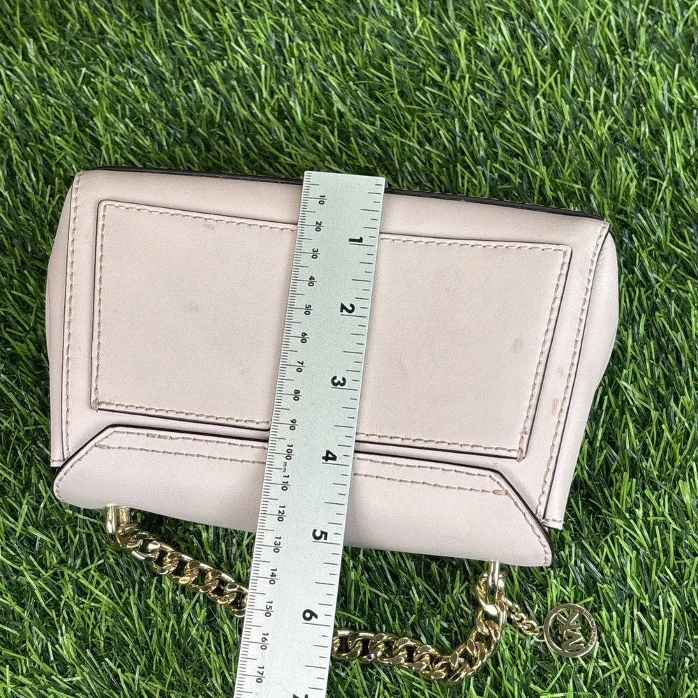 Michael Kors Pale Pink Leather Chain Clutch‎ Coquette Gold Hardware